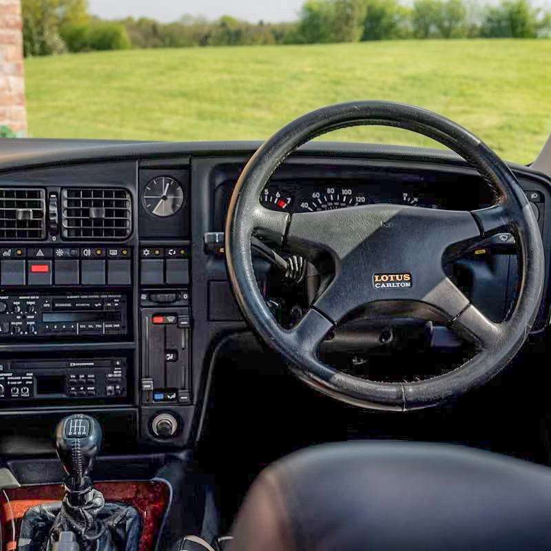 Lotus Carlton side view showing distinctive bodywork