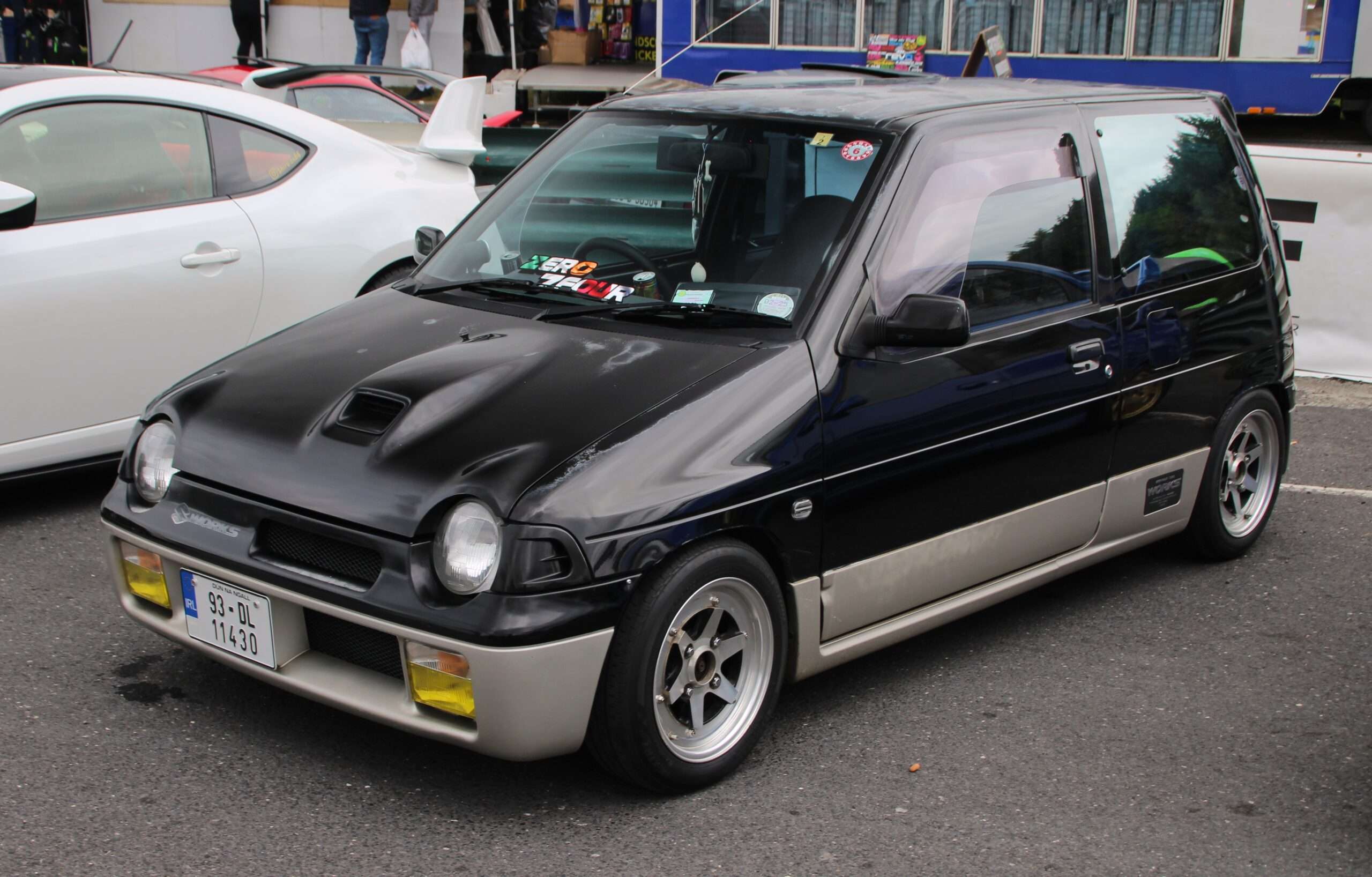White 1993 Suzuki Alto Works front three-quarter view
