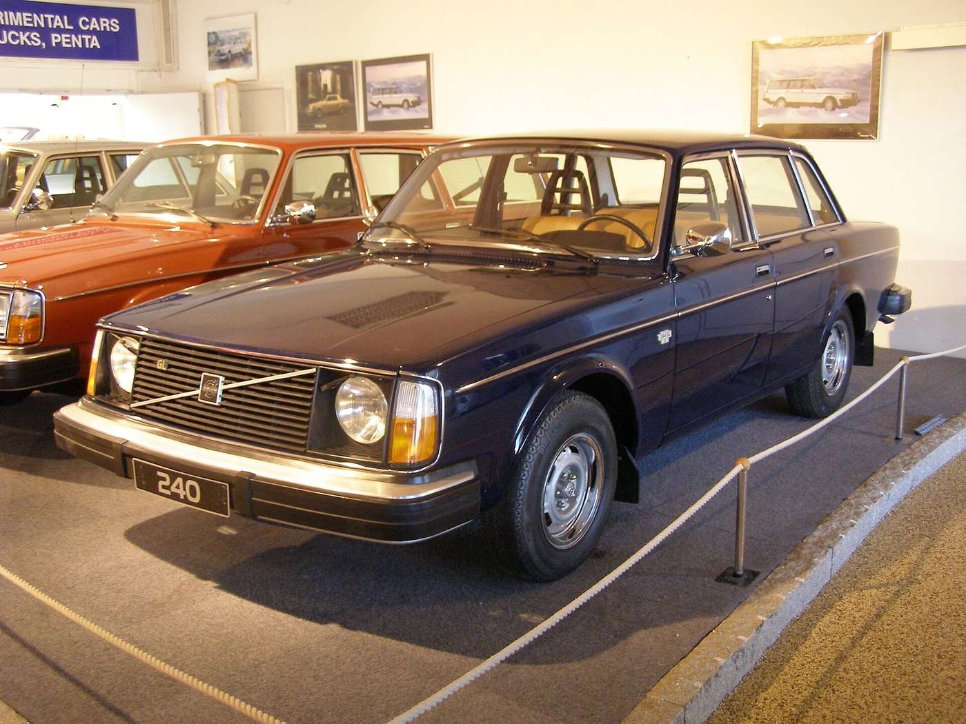 Volvo 240 displayed at the Volvo Museum