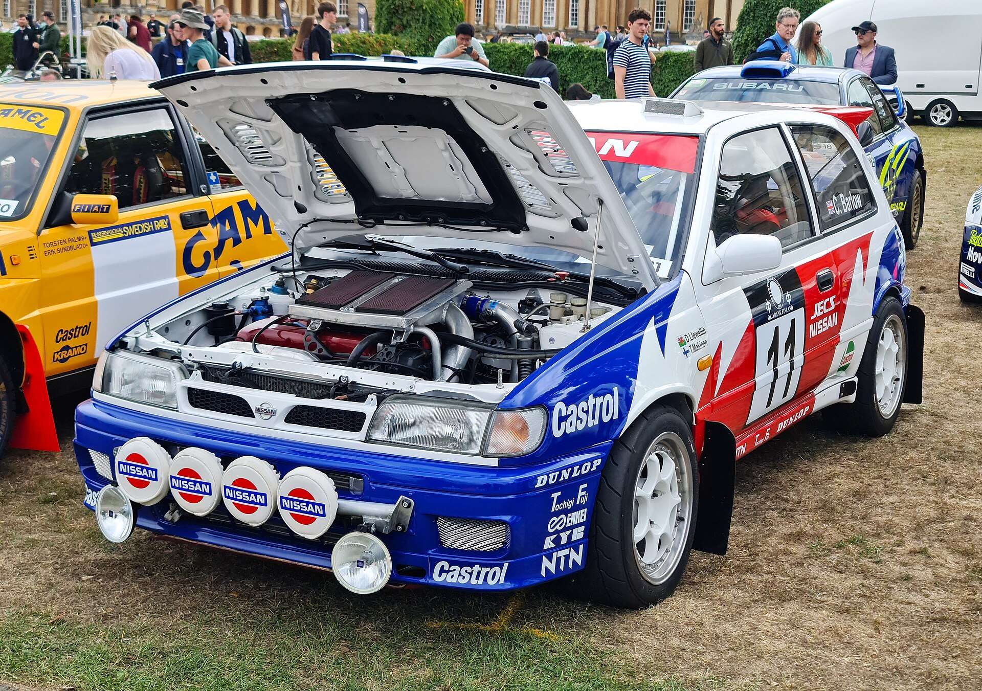 Nissan Pulsar GTI-R Group A rally car with bonnet raised