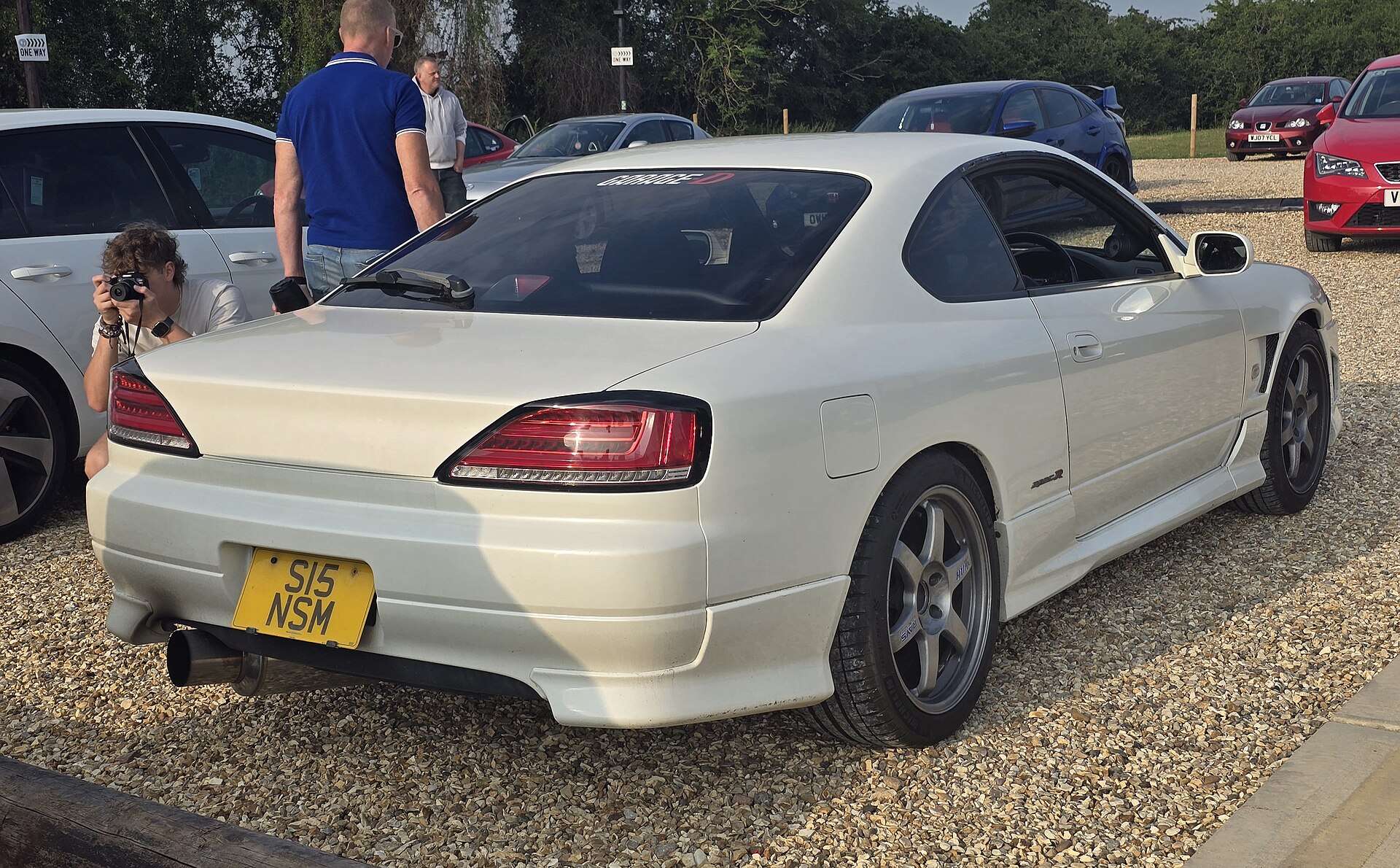 White Nissan Silvia S15 Spec R rear three-quarter view