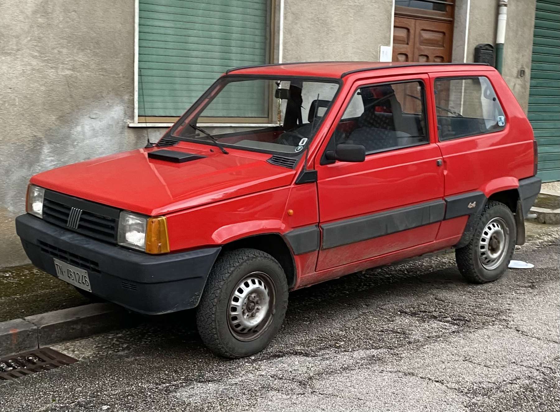 Red first-generation Fiat Panda 4x4 viewed from the front