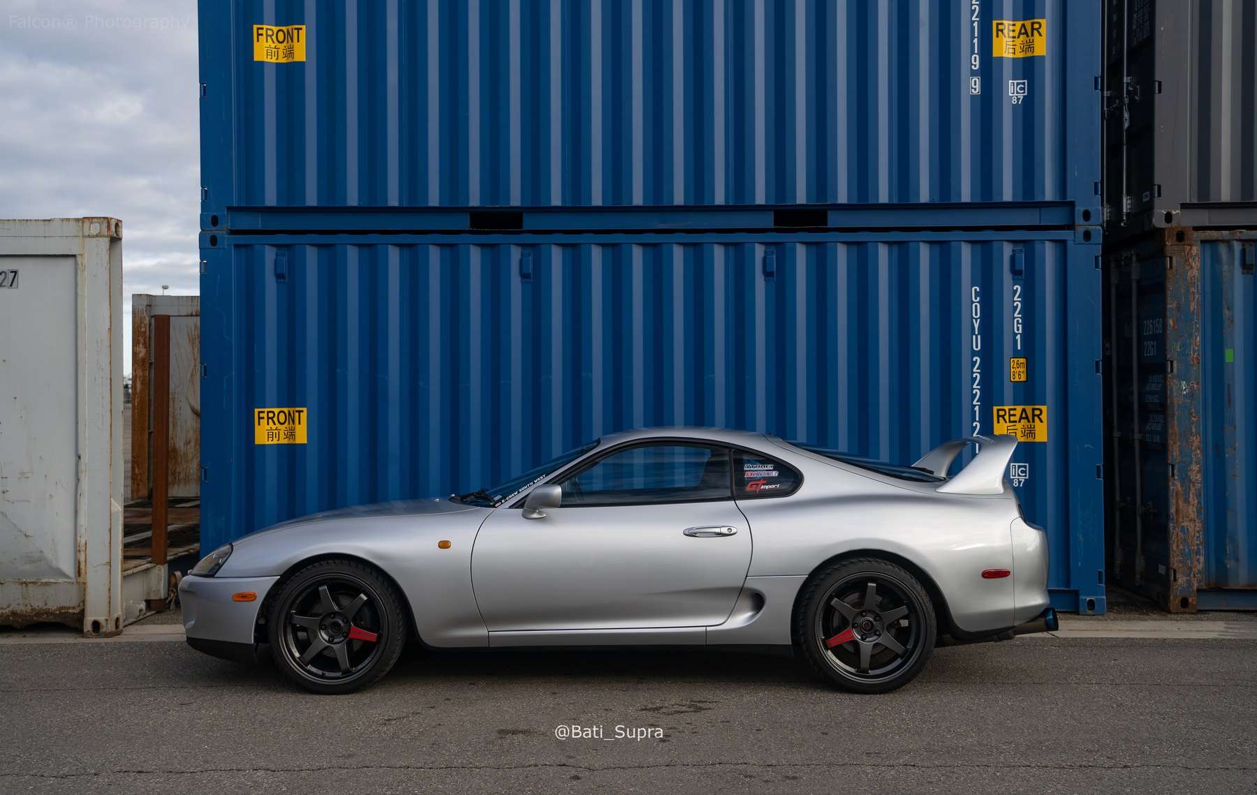 Silver Toyota Supra RZ A80 in side profile
