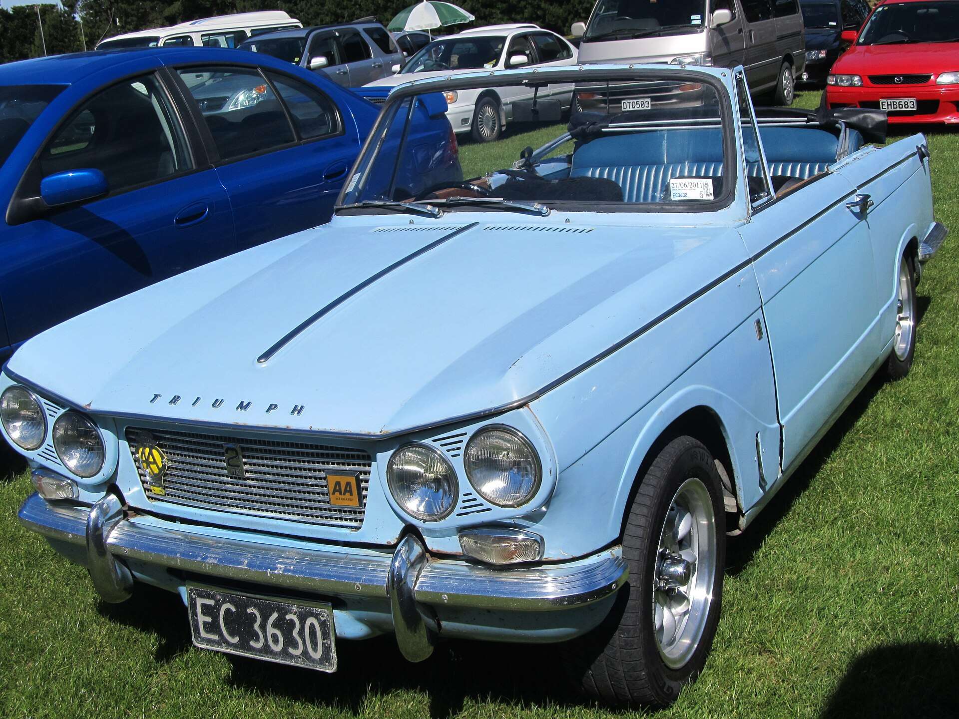 Light blue 1968 Triumph Vitesse front three-quarter view