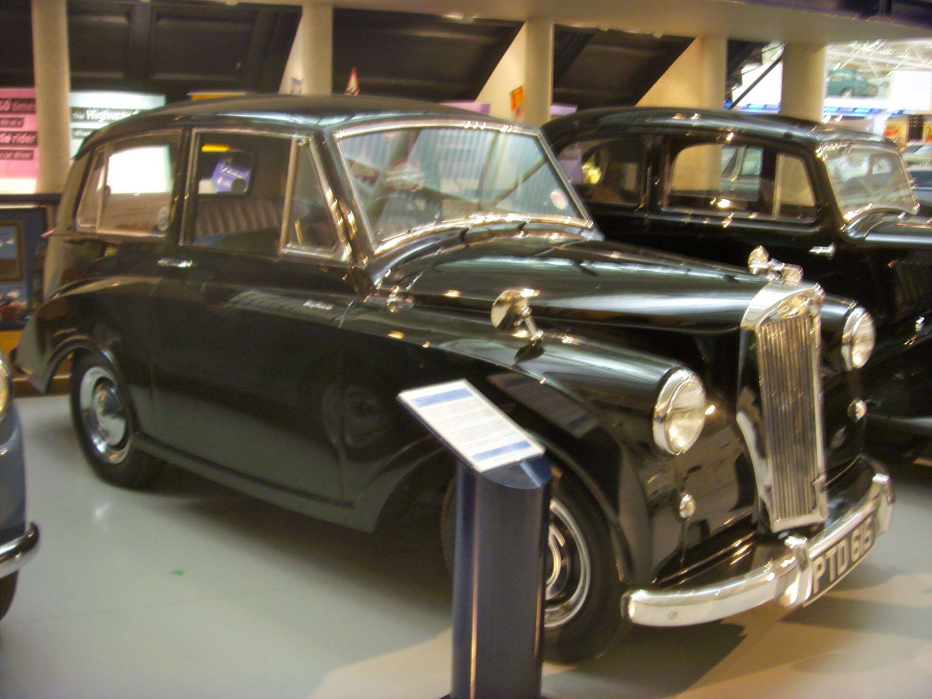 Black 1953 Triumph Mayflower displayed at the British Motor Museum