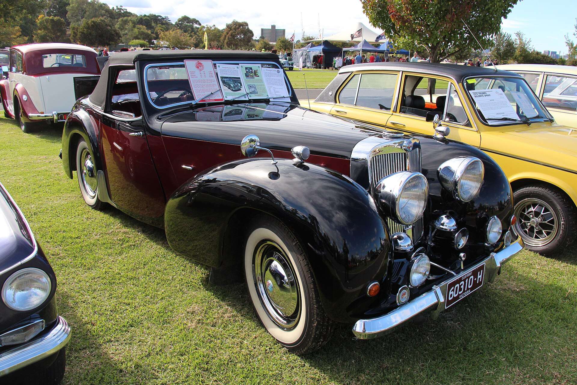 Black 1948 Triumph 2000 Roadster front three-quarter view