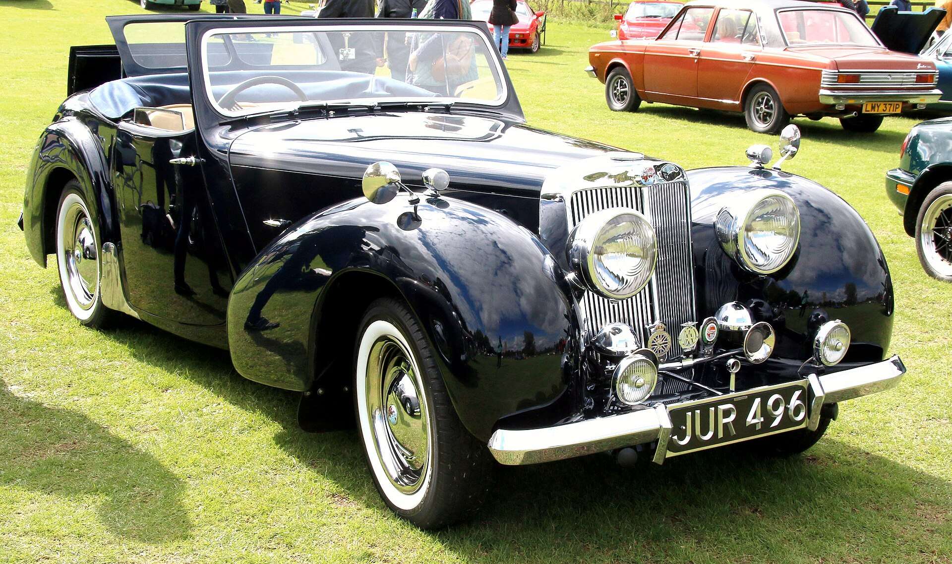 Black 1948 Triumph 1800 Roadster front view