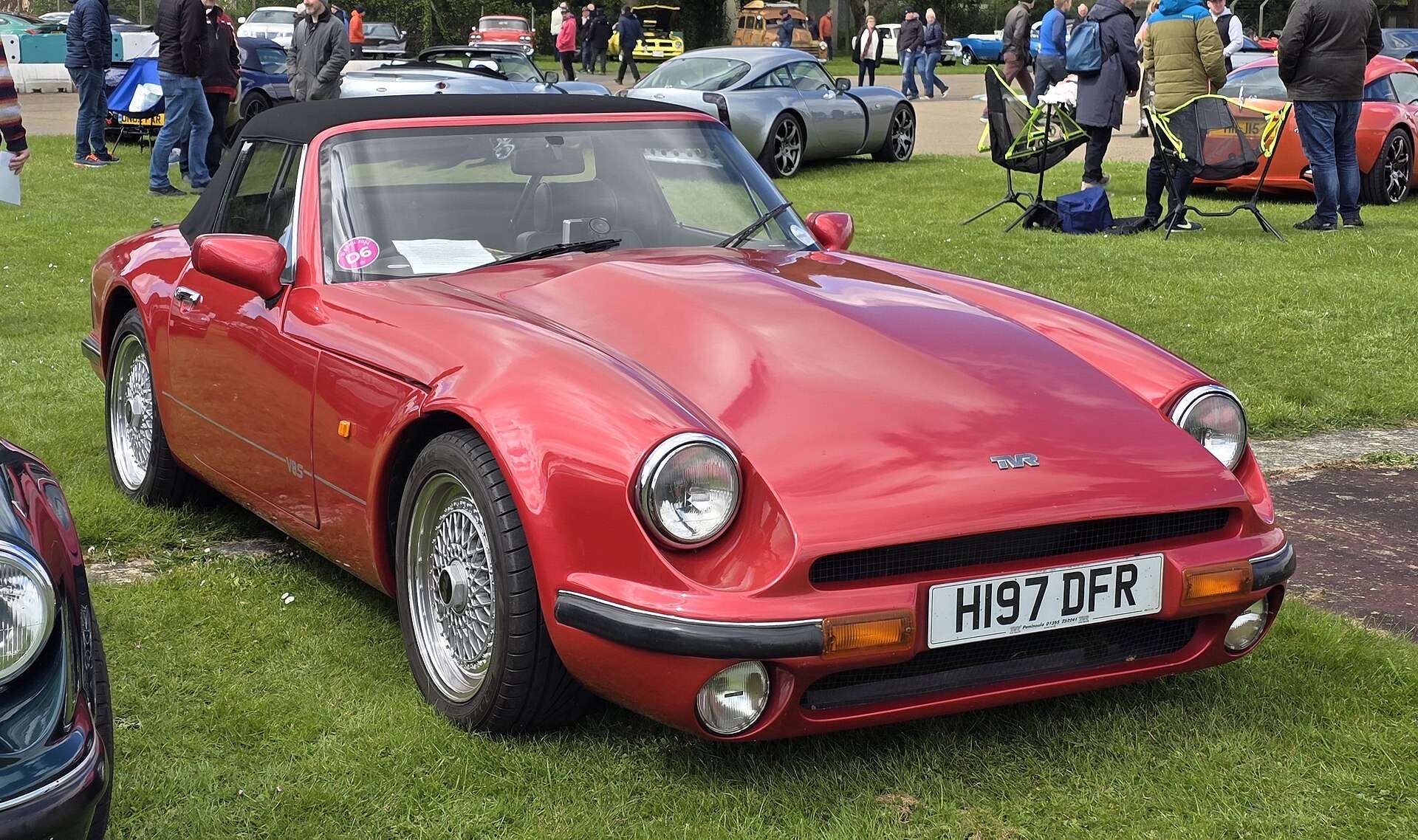 Red TVR V8S side and front view
