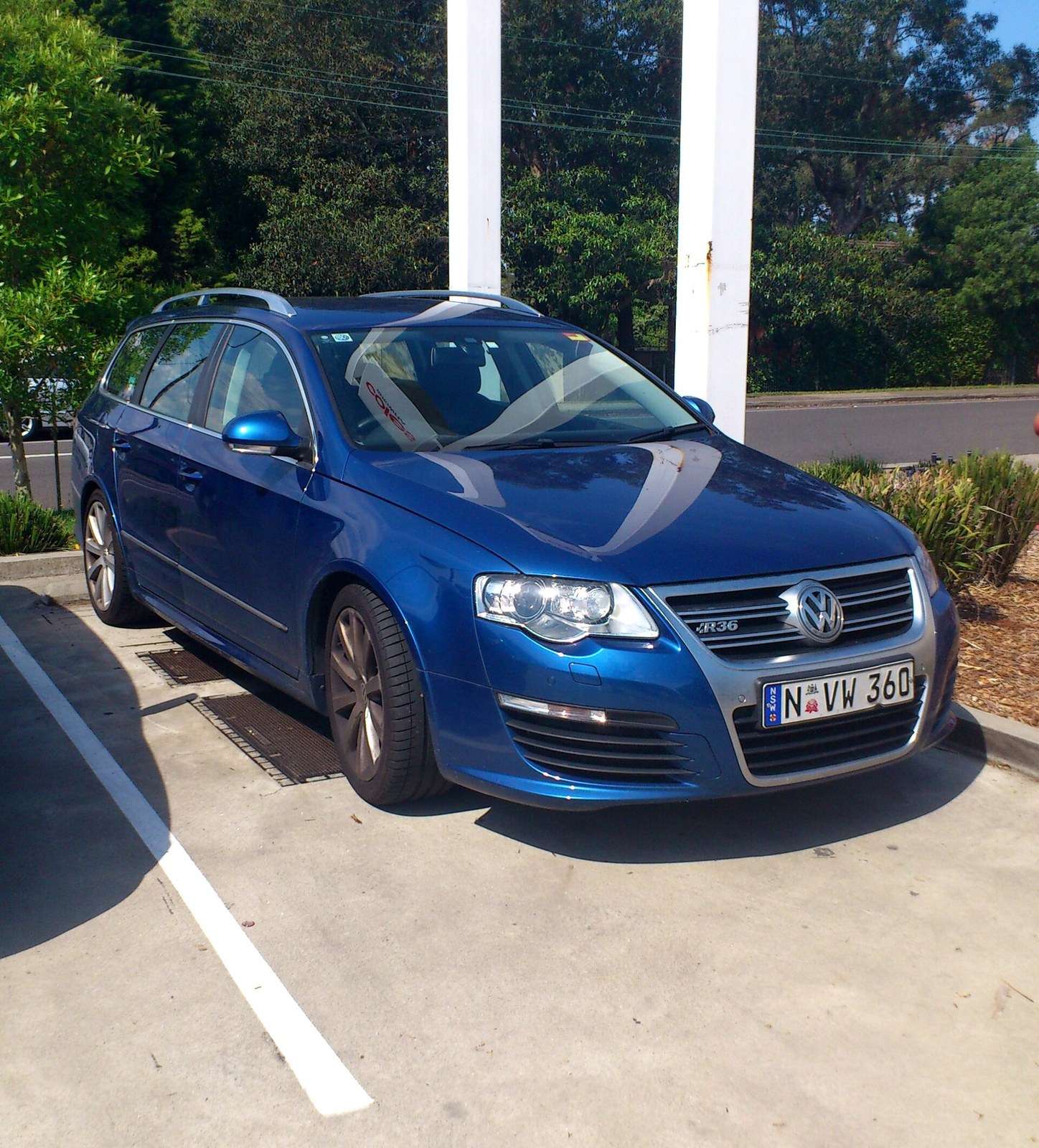 Blue Volkswagen Passat R36 estate